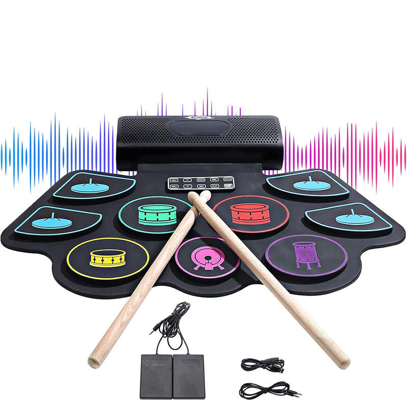 Electronic Drum Set for Kids & Adults 2 Built-in Speaker Roll up Drum