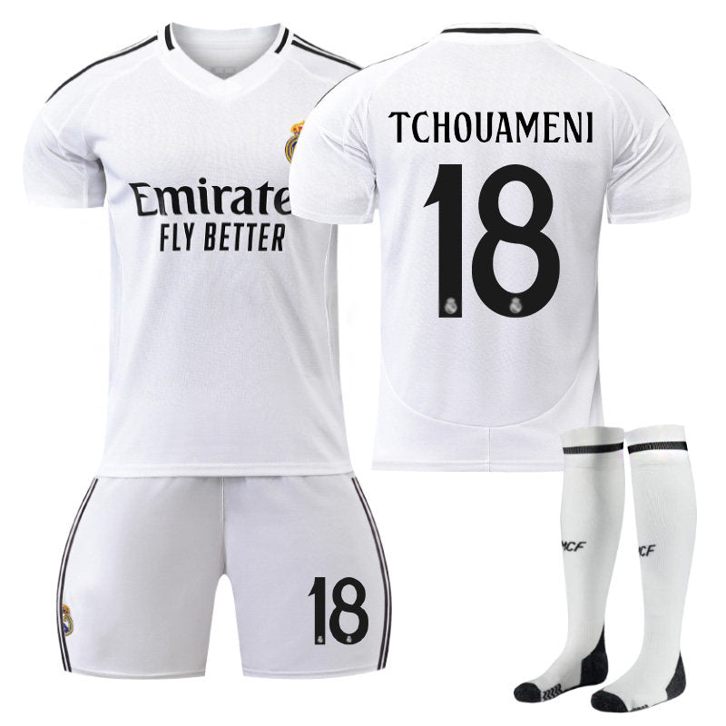 TCHOUAMENI #18 Real Madrid Club Home Jersey Soccer Jersey Kit Football T-shirt Set for Adult Kids