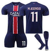 M.ASENSIO #11 Paris Club Home Jersey Soccer Jersey Kit Football T-shirt Set for Adult Kids