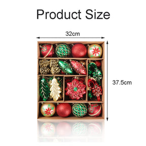 70 Pcs Xmas Tree Ornaments Assorted Shapes for Holiday Party Decor-Red Green Gold