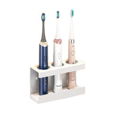 Wall Mounted Electric Toothbrush Holder 3 Slots with Diatomite Dish-White