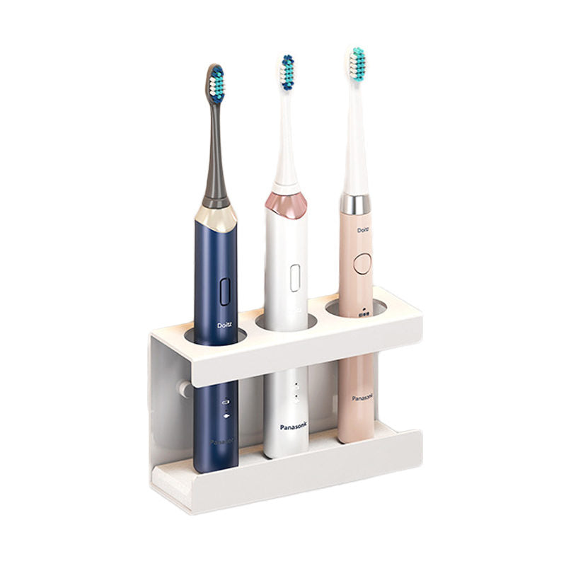 Wall Mounted Electric Toothbrush Holder 3 Slots with Diatomite Dish-White