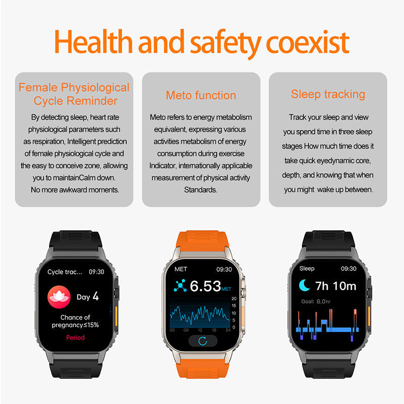 Bluetooth Smart Watch with Blood Pressure and Heart Rate Monitoring-Orange