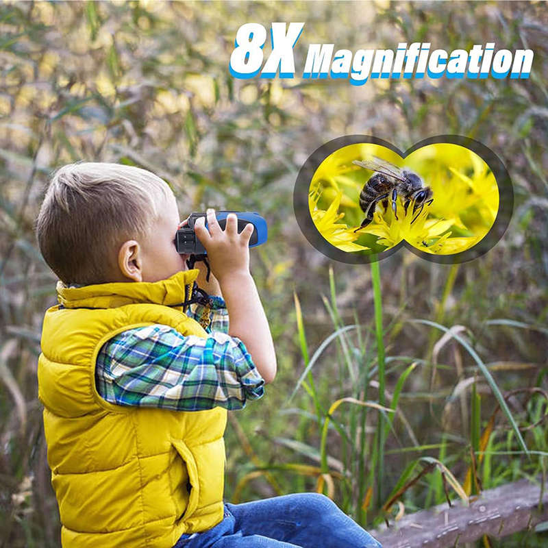 Kids Binoculars 8x21 Compact Waterproof for Age 3-12 Explore Nature-Green