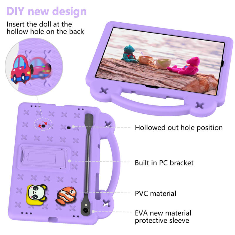 Portable Tablet Case with Handle Stand for Samsung Galaxy A9 Plus-LightPurple
