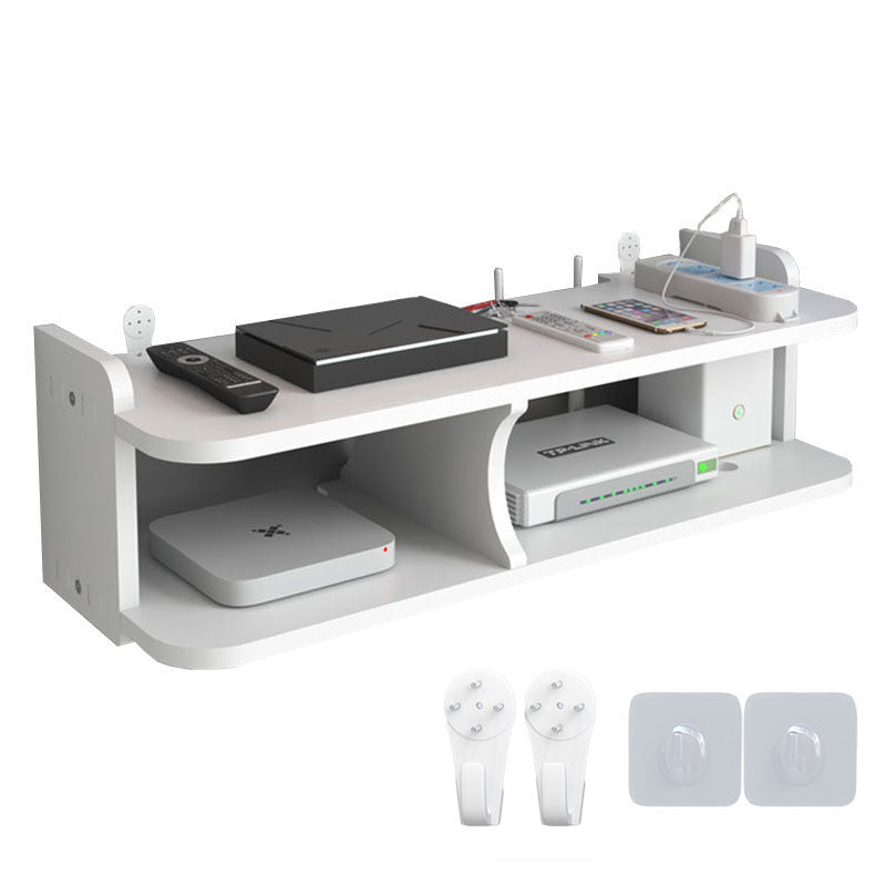 Wall Storage Shelf 2 Tiers for Set-Top Box WiFi Router Punching-Free-A