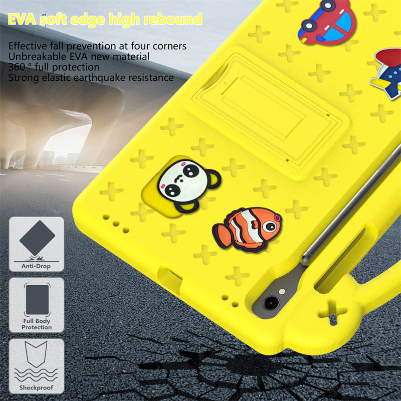 Portable Tablet Case with Handle Stand for Samsung Galaxy A9 Plus-Yellow