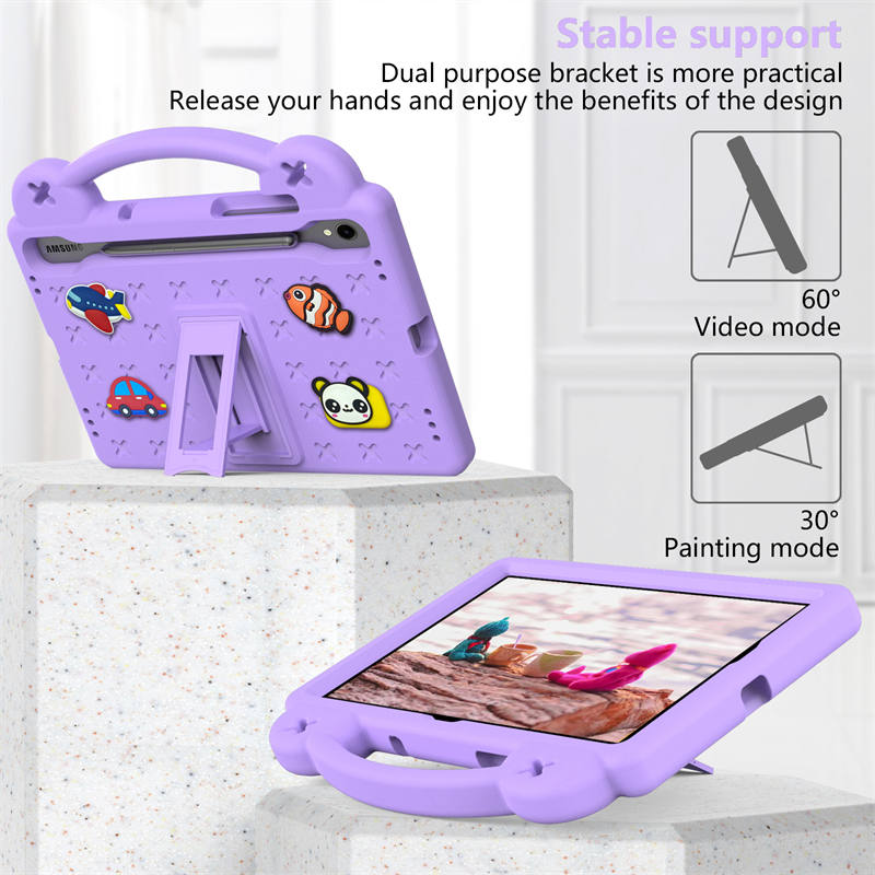 Portable Tablet Case with Handle Stand for Samsung Galaxy A9 Plus-LightPurple