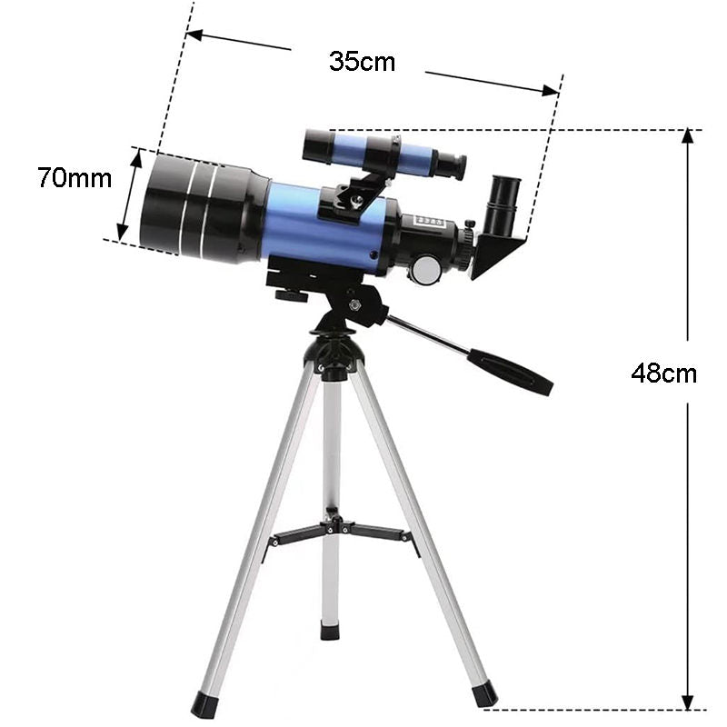 Telescope 70mm Aperture Refractor (15X-150X) with Remote for Adults & Kids-Blue
