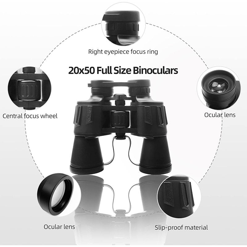 20x50 Binoculars with Low Light Night Vision for Bird Watching Concert-Black