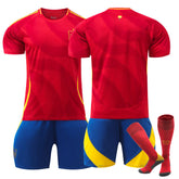 Spain Home Jersey Soccer Jersey Kit Football T-shirt Set for Adult Kids