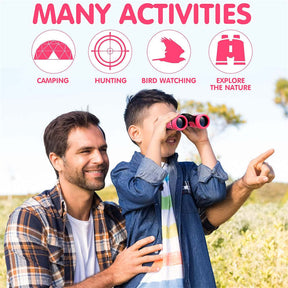 Binoculars Toy for Kids 4x30 Shock Proof Children Gifts for Outdoor Play-Red