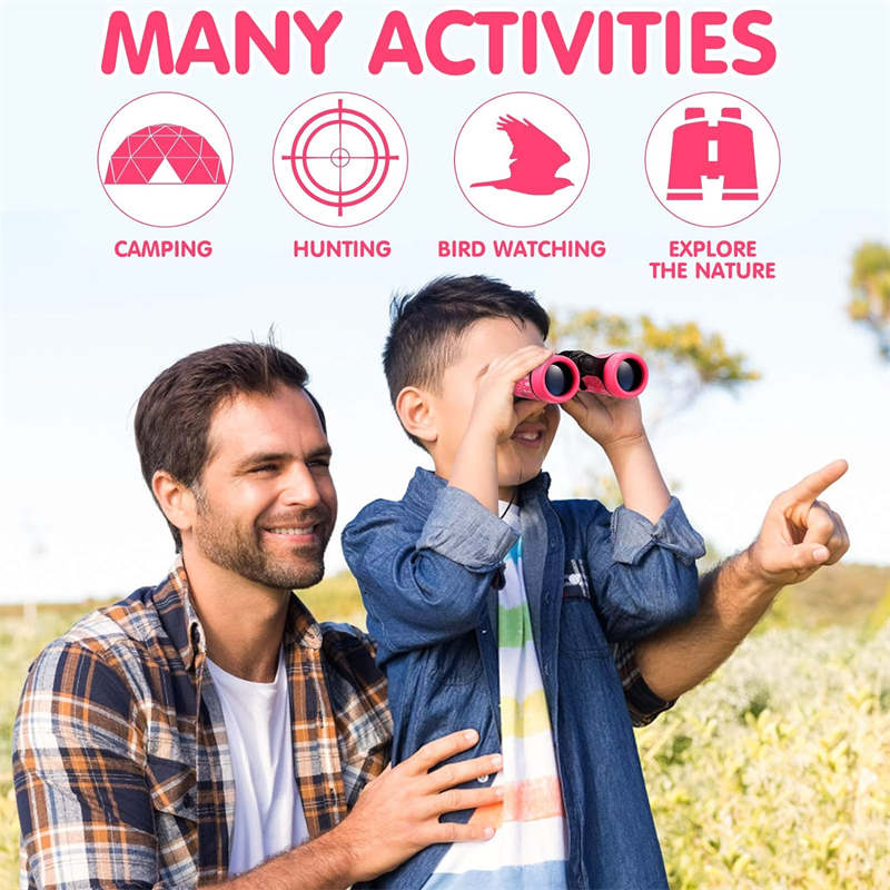Binoculars Toy for Kids 4x30 Shock Proof Children Gifts for Outdoor Play-Red