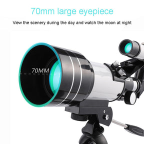 Telescope 70mm Aperture Refractor (15X-150X) with Remote for Adults & Kids-White