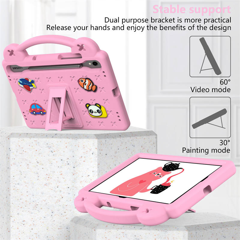 Portable Tablet Case with Handle Stand for Samsung Galaxy A9 Plus-Pink