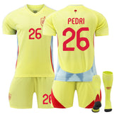 PEDRI #26 Spain Away Jersey Soccer Jersey Kit Football T-shirt Set for Adult Kids