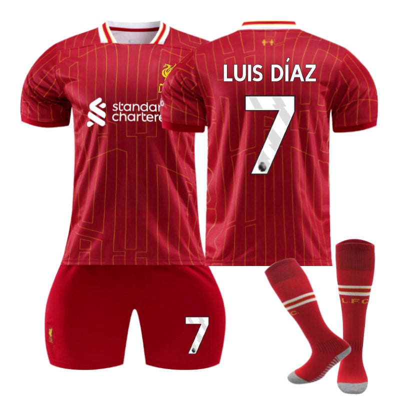 LUIS DIAZ #7 Liverpool Club Home Jersey Soccer Jersey Kit Football T-shirt Set for Adult Kids