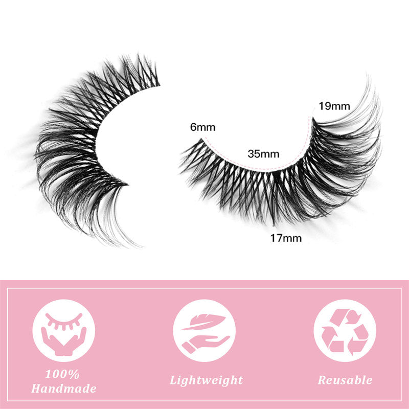 False Eyelashes Fluffy Faux Mink Lashes Fox Eye Curled Lashes 7 Pairs Pack-17mm