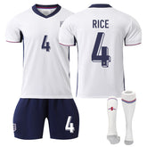 RICE #4 England Home Jersey Soccer Jersey Kit Football T-shirt Set for Adult Kids