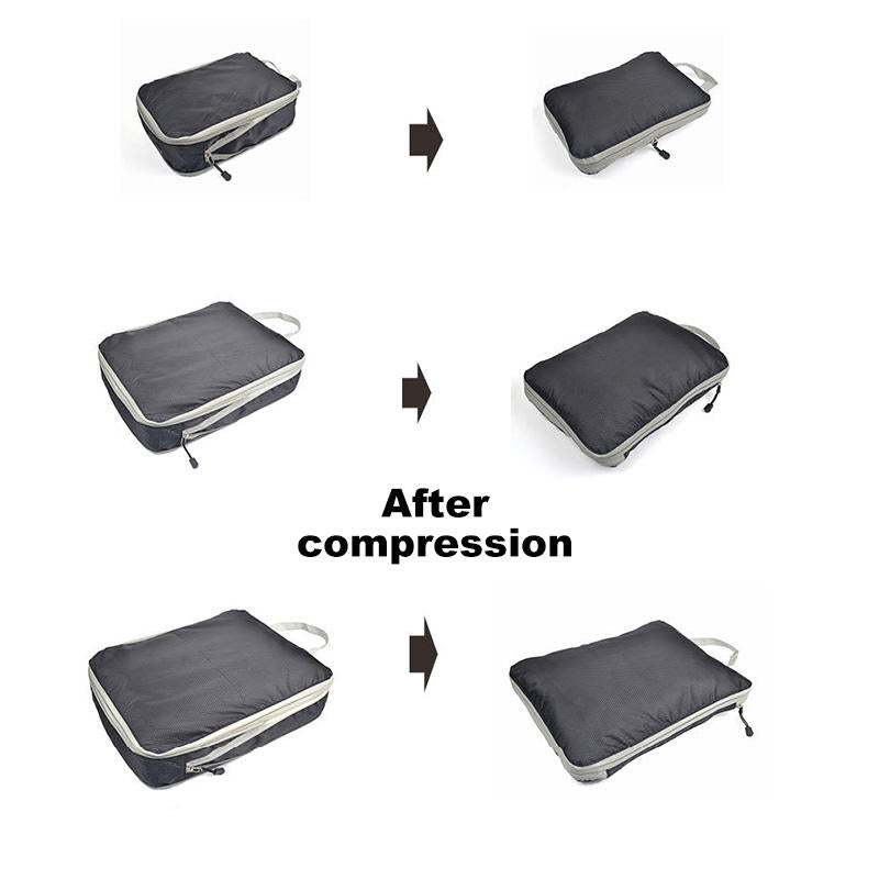 3 Set Compression Packing Cubes Travel Expandable Packing Organizers-Grey