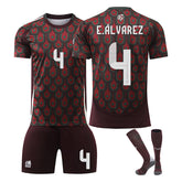 E.ALVAREZ #4 Mexico Home Jersey Soccer Jersey Kit Football T-shirt Set for Adult Kids