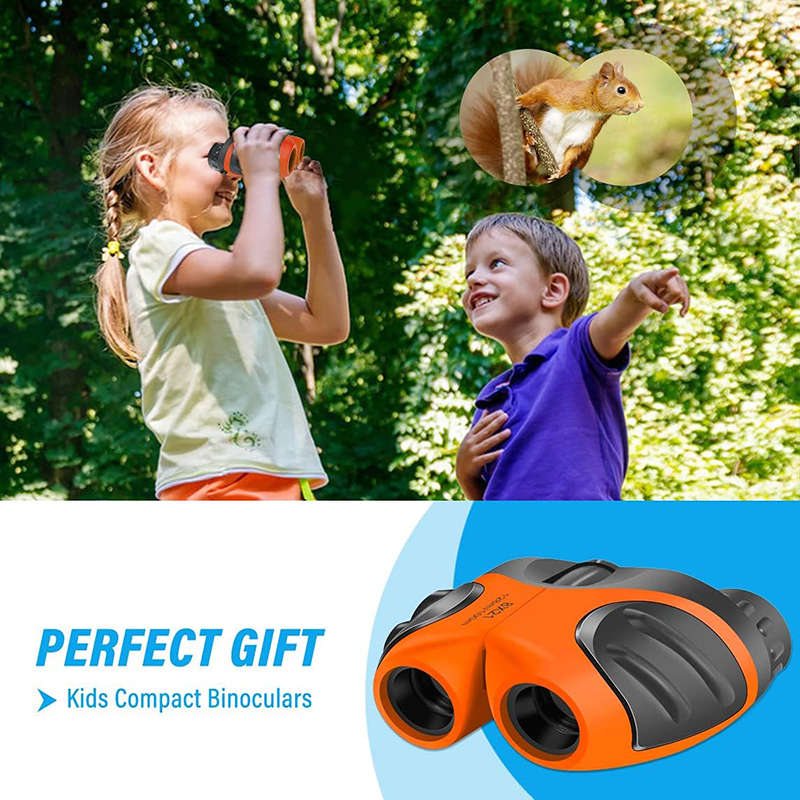 Kids Binoculars 8x21 Compact Waterproof for Age 3-12 Explore Nature-Orange