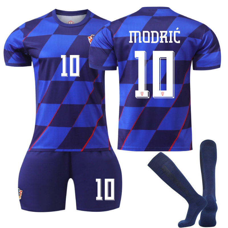 MODRIC #10 Croatia Away Jersey Soccer Jersey Kit Football T-shirt Set for Adult Kids