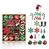 70 Pcs Xmas Tree Ornaments Assorted Shapes for Holiday Party Decor-Red Green White