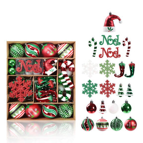 70 Pcs Xmas Tree Ornaments Assorted Shapes for Holiday Party Decor-Red Green White