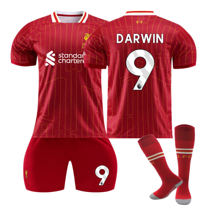 DARWIN #9 Liverpool Club Home Jersey Soccer Jersey Kit Football T-shirt Set for Adult Kids