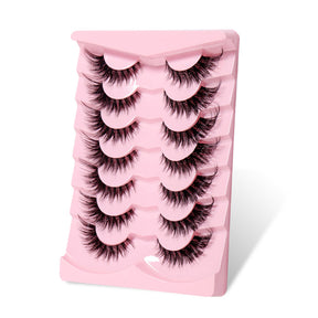 False Eyelashes Fluffy Faux Mink Lashes Fox Eye Curled Lashes 7 Pairs Pack-15mm