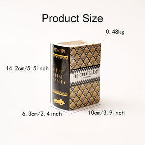 Book-Shaped Vase Ceramic Bookshelf Decor for Flowers & Book Lovers-Black Gold