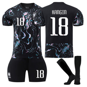 KANGIN #18 Korea Away Jersey Soccer Jersey Kit Football T-shirt Set for Adult Kids