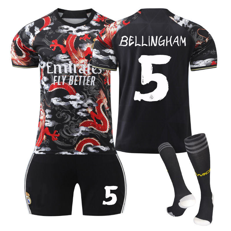 BELLINGHAM #5 Dragon Pattern Commemorative Edition Soccer Jersey Kit Football Set for Adult Kids