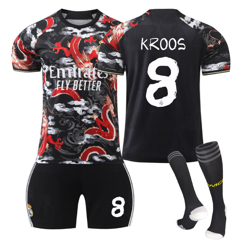 KROOS #8 Dragon Pattern Commemorative Edition Soccer Jersey Kit Football Set for Adult Kids