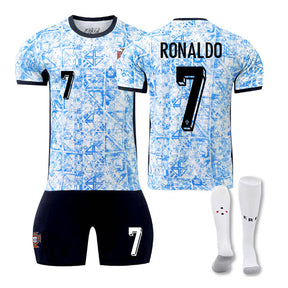 RONALDO #7 Portugal Away Soccer Jersey Kit Football T-shirt Set for Adult Kids