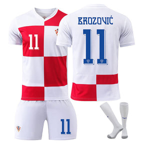 BROZOVIC #11 Croatia Home Jersey Soccer Jersey Kit Football T-shirt Set for Adult Kids