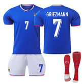 GRIEZMANN #7 French Home Jersey Soccer Jersey Kit Football T-shirt Set for Adult Kids