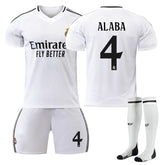 ALABA #4 Real Madrid Club Home Jersey Soccer Jersey Kit Football T-shirt Set for Adult Kids