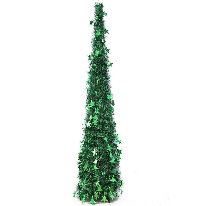 5Ft Prelit Christmas Tree Pop Up Pencil Tree Lightweight Easy to Store Holiday Xmas Party Decorations-GreenStar