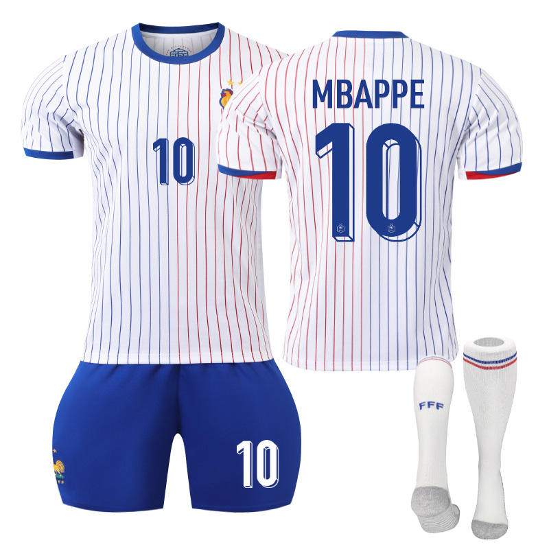 MBAPPE #10 French Away Jersey Soccer Jersey Kit Football T-shirt Set for Adult Kids