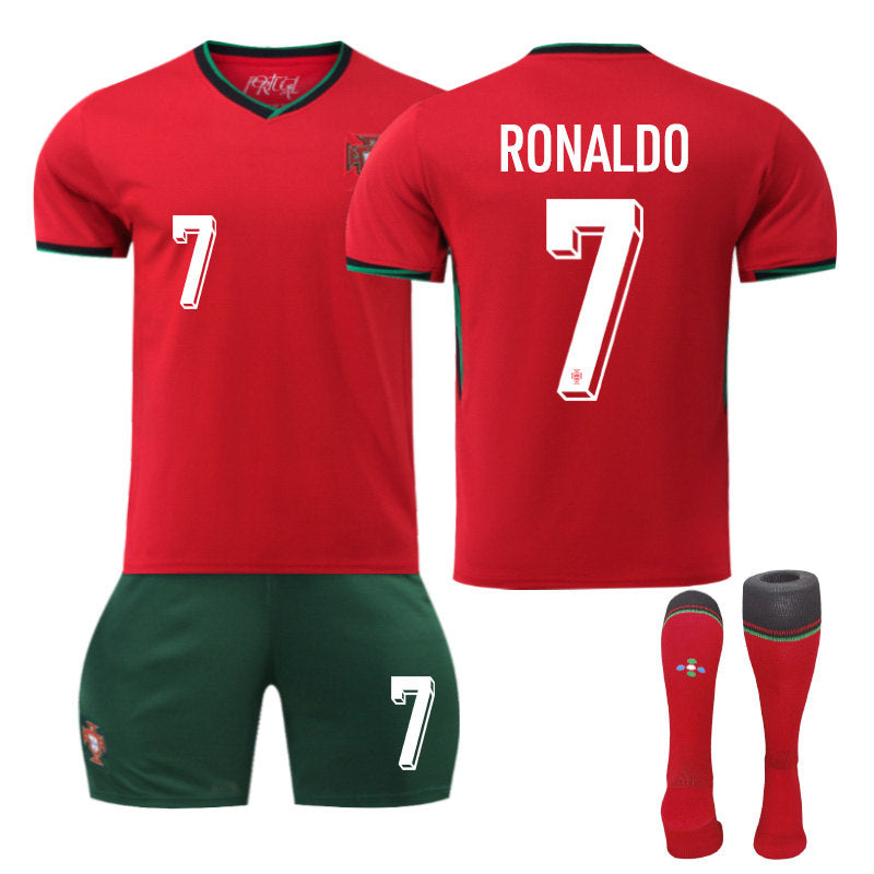 RONALDO #7 Portugal Home Jersey Soccer Jersey Kit Football T-shirt Set for Adult Kids