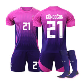 GUNDOGAN #21 Germany Away Jersey Soccer Jersey Kit Football T-shirt Set for Adult Kids