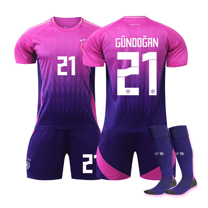 GUNDOGAN #21 Germany Away Jersey Soccer Jersey Kit Football T-shirt Set for Adult Kids