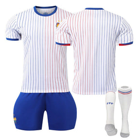 French Away Jersey Soccer Jersey Kit Football T-shirt Set for Adult Kids