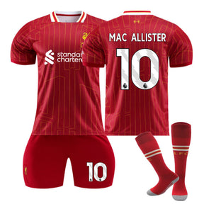 MAC ALLISTER #10 Liverpool Club Home Jersey Soccer Jersey Kit Football T-shirt Set for Adult Kids