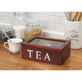 Wooden Tea Chest for Storage with 9 Compartments & Visual Window