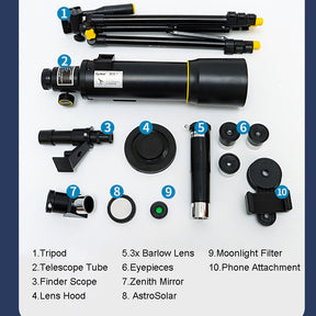 Travel Telescope 70mm Aperture (20x-200x) AZ Mount with Phone Adapter