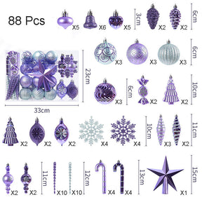 88 Pcs Christmas Balls Ornaments with Hang Rope Home Party Decor-Purple