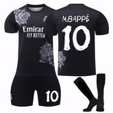 MBAPPE #10 Real Madrid CF Y3 Black Soccer Jersey Kit Football T-shirt Set for Adult Kids